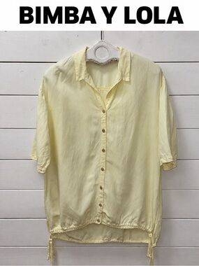 Bimba y Lola Oversized Yellow Linen Shirt – Size Medium